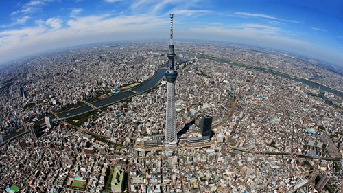Tokyo Skytree nhin tu tren cao