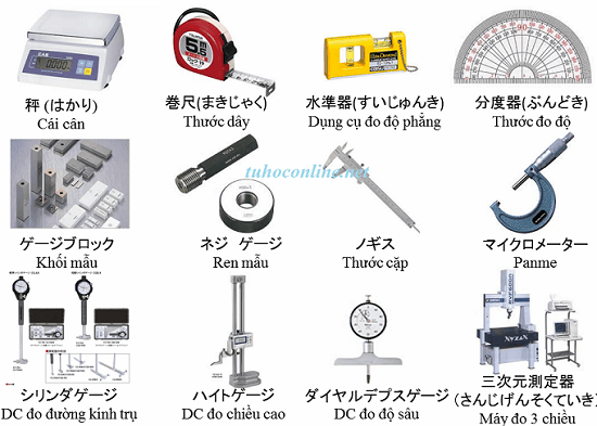 Từ vựng tiếng Nhật theo chủ đề các dụng cụ đo cơ bản